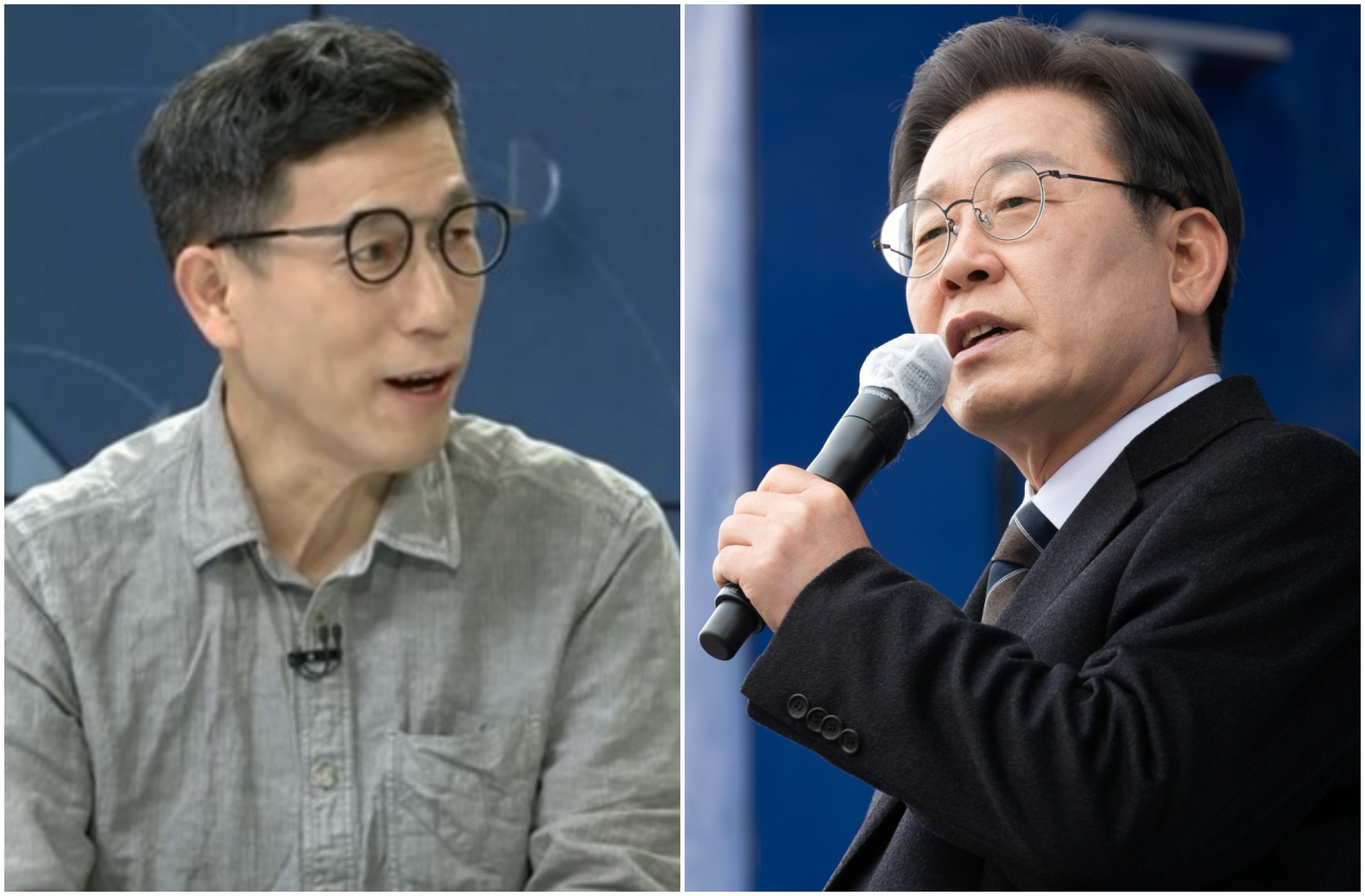 진중권 전 동양대 교수-이재명 더불어민주당 대선 후보. [SBS·국회사진기자단]