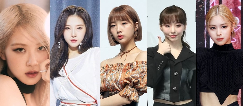 (왼쪽부터) 블랙핑크 로제, 이달의소녀 하슬·여진·비비, 있지 류진 [각 소속사·연합]
