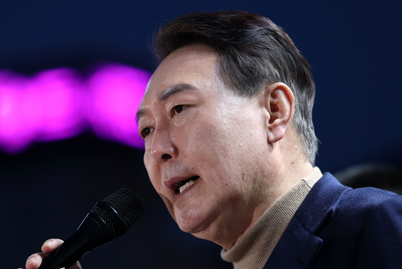 지지 호소하는 윤석열 국민의힘 대선 후보. [연합]