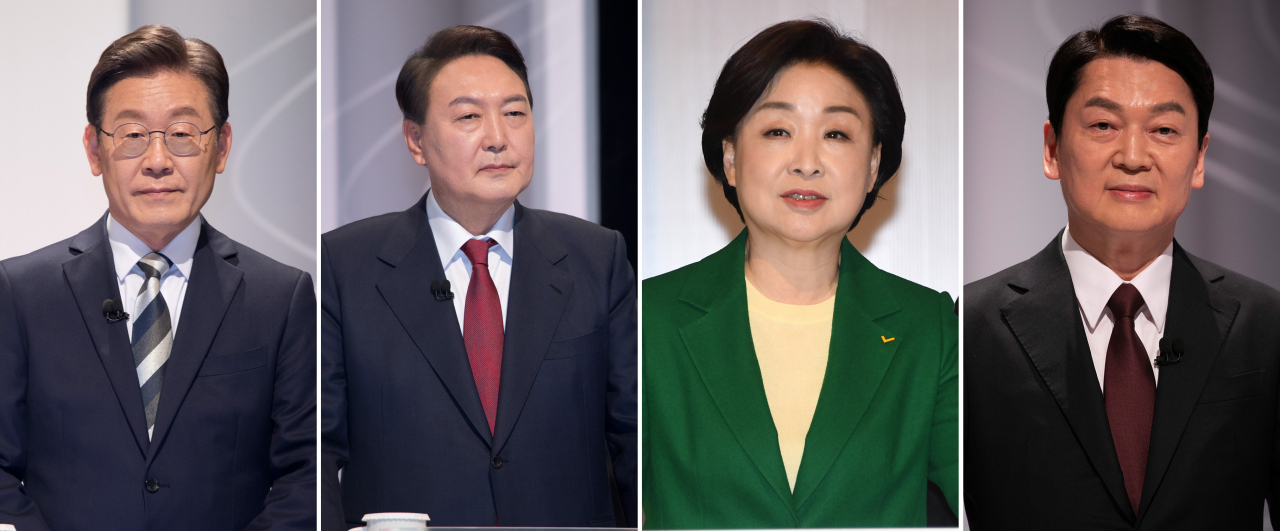 이재명, 윤석열, 심상정, 안철수 각 당 대선 후보 [연합]