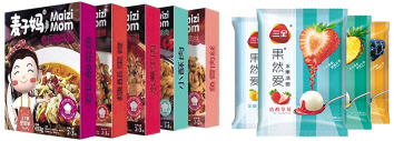 마이즈마의 즉석반조리 제품(왼쪽), 산췐스핀의 과일 맛 탕웬.