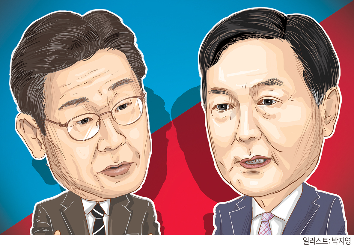 이재명(왼쪽) 더불어민주당 대선후보와 윤석열 국민의힘 대선후보 캐리커처. [헤럴드경제DB]
