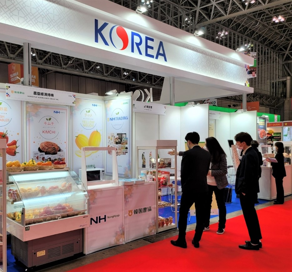 농협경제지주가 8~11일 일본 지바현 마쿠하리 메세에서 열리는 '2022 도쿄국제식품박람회'에서 농협 홍보관을 운영하고 있다.[농협 제공]