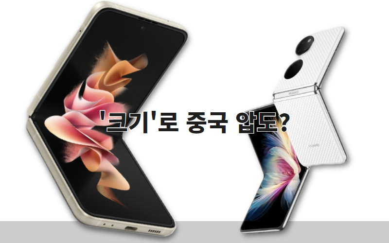 삼성전자 ‘갤럭시Z플립3’(왼쪽)와 화웨이 ‘P50포켓’.