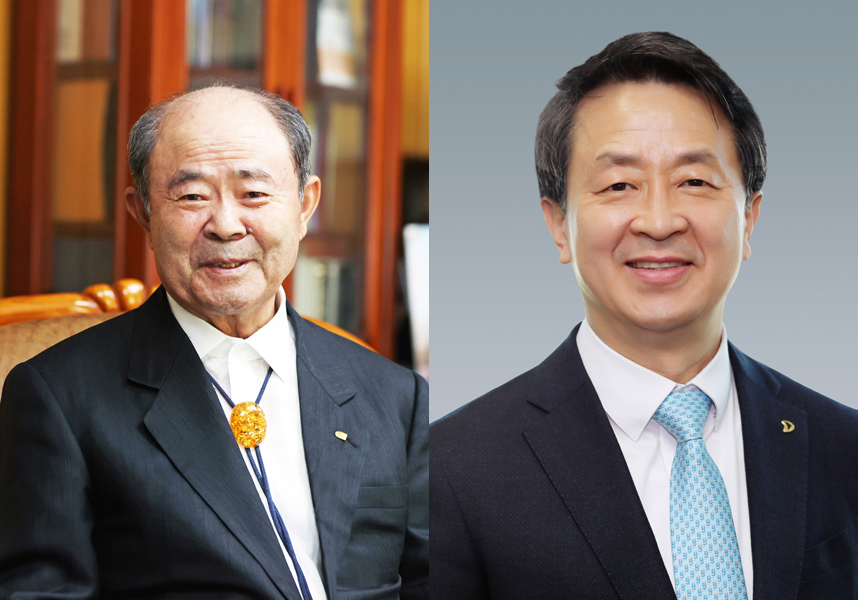 정창선 중흥그룹 회장, 백정완 대우건설 신임 대표이사 [중흥그룹 제공]