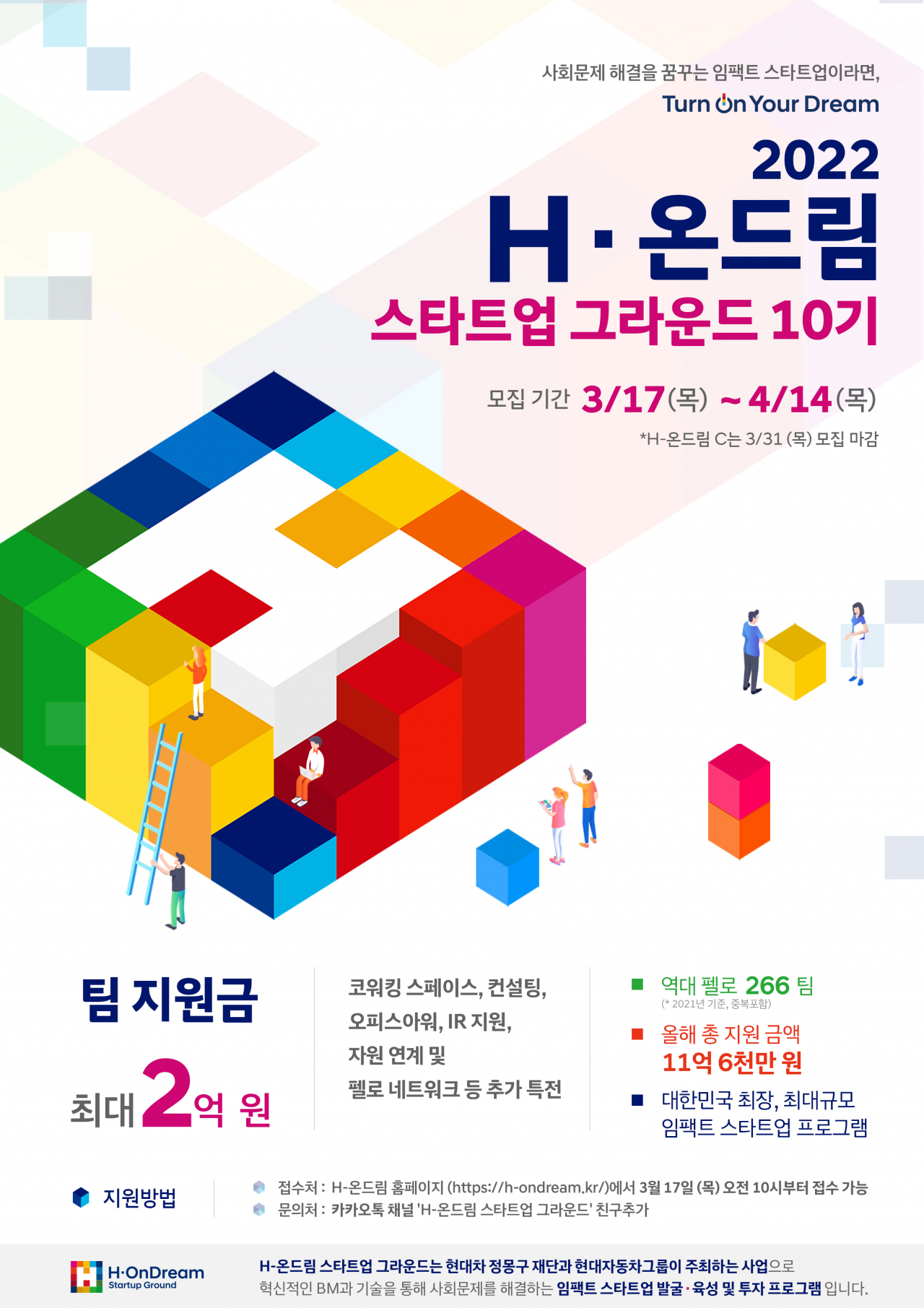 현대자동차그룹과 현대차 정몽구 재단이 진행하는 ‘H-온드림 스타트업 그라운드’ 포스터. [현대차그룹 제공]
