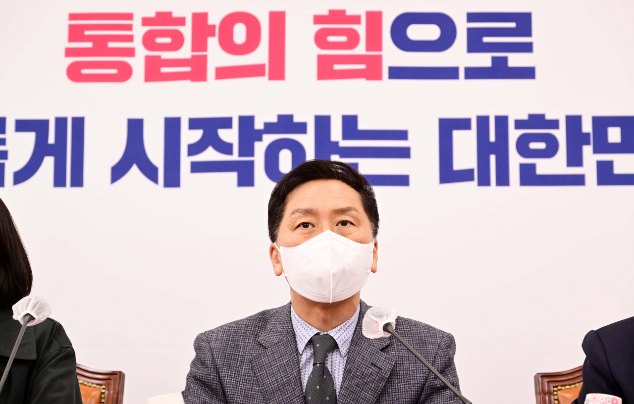 김기현 국민의힘 원내대표가 17일 오전 서울 여의도 국회에서 열린 최고위원회의에서 발언하고 있다. [헤럴드경제=이상섭 기자]