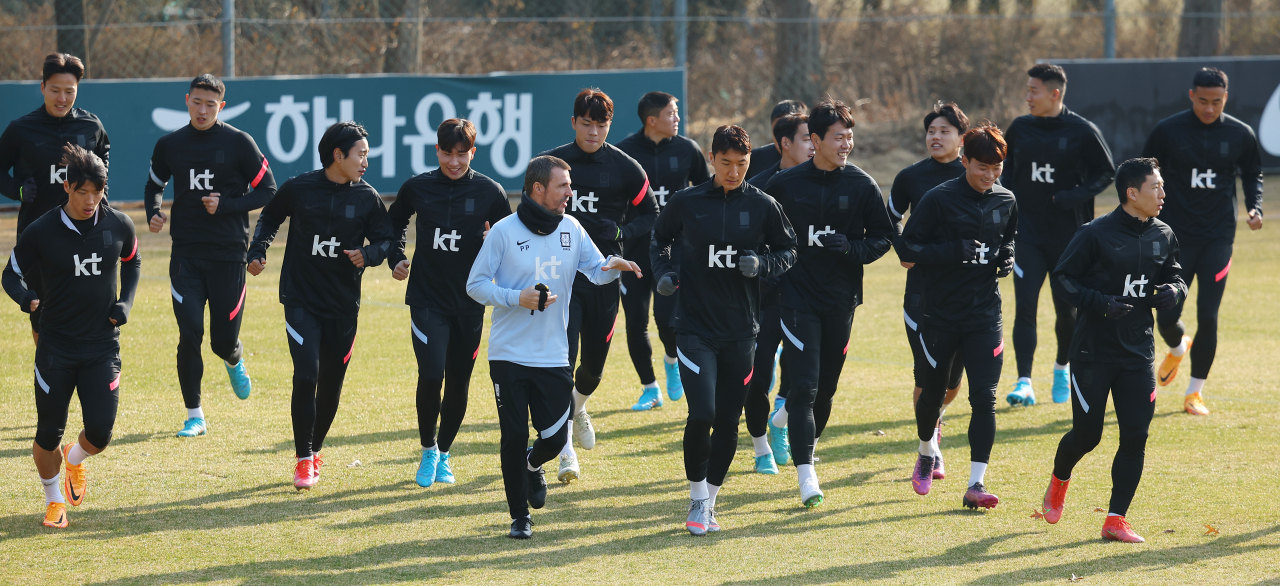한국 축구 국가대표팀 훈련 모습 [연합]