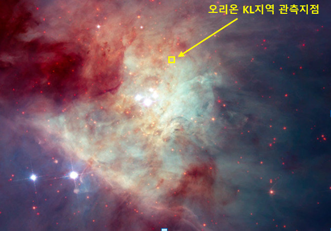 오리온 KL 지역 관측 지점.[한국천문연구원 제공]