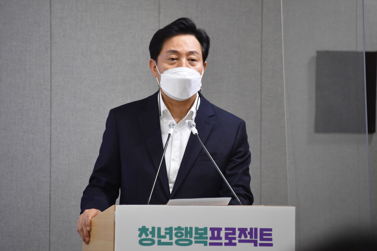 오세훈 서울시장이 23일 서울시청 브리핑룸에서 열린 2025 서울청년 종합계획 기자설명회에서 발언하고 있다. [서울시 제공]
