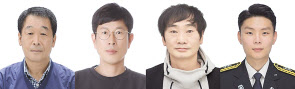 김하수(왼쪽부터) 씨, 이광원 씨, 송영봉 씨, 이기성 소방사. [LG복지재단 제공]