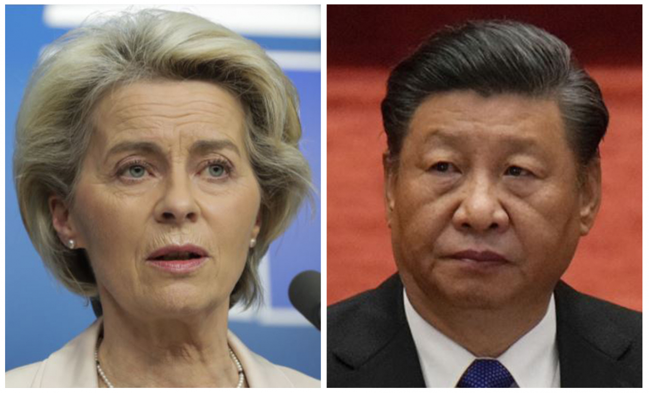 우르줄라 폰데어라이엔(왼쪽) EU 집행위원장과 시진핑(習近平) 중국 국가 주석의 모습. [EPA, AP]