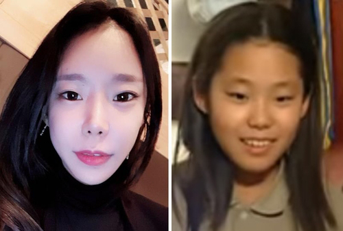 가평 계곡에서 전 남편을 살해하고 잠적한 이은해씨의 최근 모습과 어릴적 모습(오른쪽)