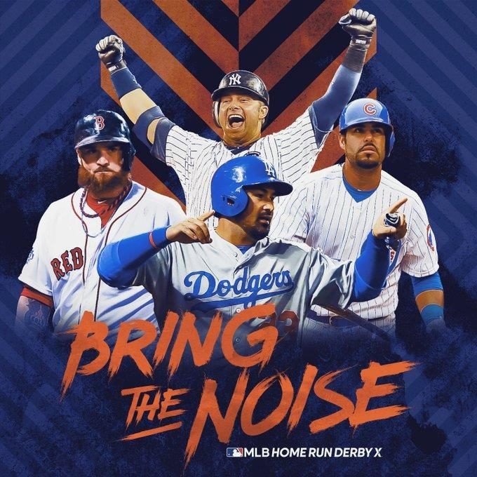 This image captured from Major League Baseball's official Twitter page on Thursday, shows participants of the upcoming Home Derby X, a global competition with a stop in Seoul on Sept. 17, 2022. Clockwise from the top: former New York Yankees outfielder Nick Swisher, ex-Chicago Cubs catcher Geovany Soto, former Los Angeles Dodgers first baseman Adrian Gonzalez and ex-Boston Red Sox outfielder Jonny Gomes. (Major League Baseball's official Twitter page)