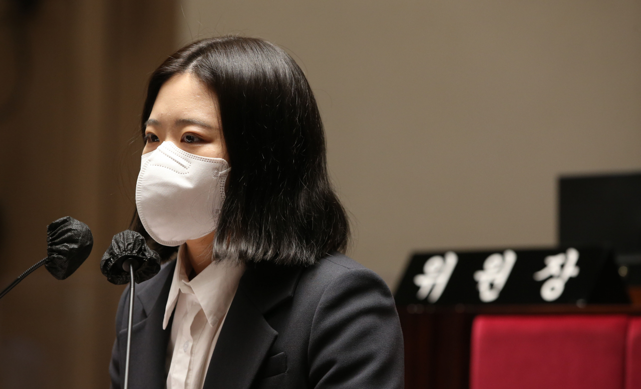 박지현 더불어민주당 공동비상대책위원장이 31일 오후 국회에서 열린 정책의원총회에서 발언하고 있다. [연합]