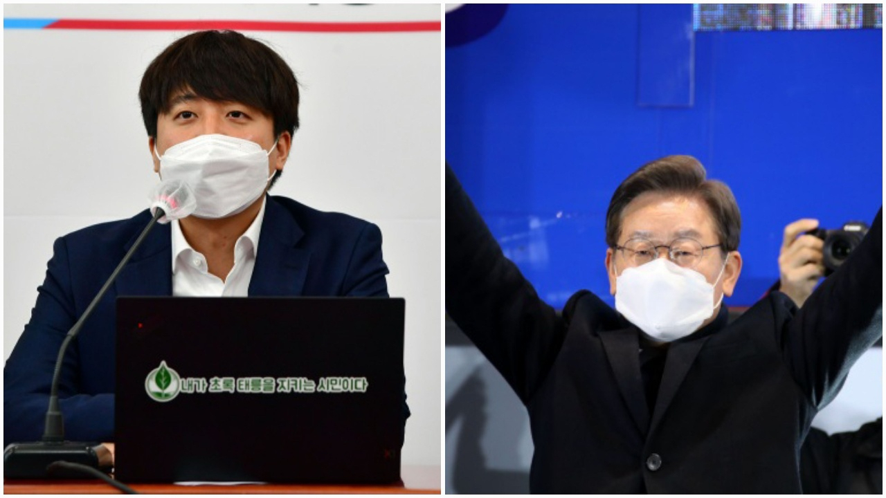 이준석 국민의힘 대표(좌)와 이재명 더불어민주당 상임고문. [연합]