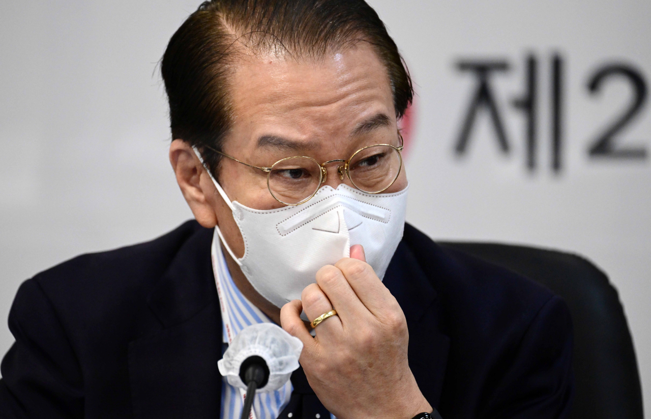 권영세 대통령직인수위원회 부위원장이 지난 4일 서울 종로구 통의동 인수위 사무실에서 열린 제20대 대통령직인수위원회 제4차 전체회의에서 발언하고 있다. [연합]