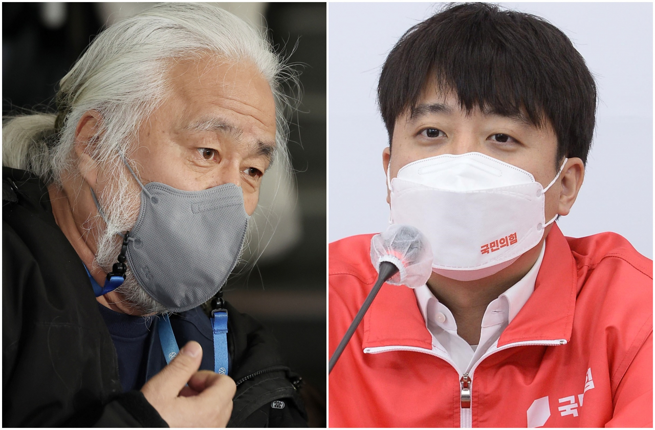 박경석 전장연 공동대표와 이준석 국민의힘 대표. [연합·국회사진기자단]