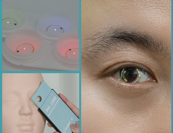 연구자 임상시험에서 착용한 무선 구동 스마트 콘택트렌즈.[포스텍 제공]