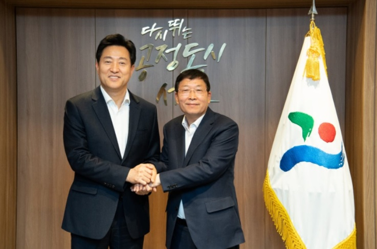 김경호 전 서울 광진부구청장과 오세훈 서울시장(좌). [페이스북 캡처]