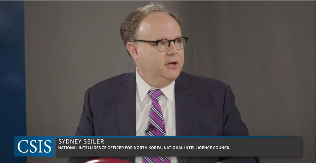 Sydney Seiler, national intelligence officer for North Korea at the US National Intelligence Council, is seen speaking in a seminar hosted by the Center for Strategic and International Studies in Washington on Thursday in this image captured from the think tank's website. (Think tank's website)
