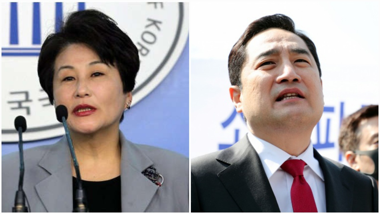 전여옥 전 새누리당 의원(좌)과 강용석 변호사. [연합]