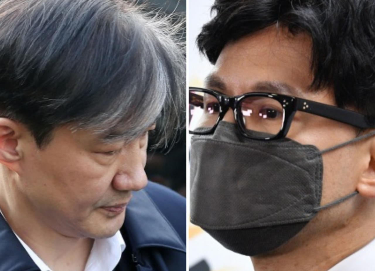 조국 전 법무부 장관(좌)과 한동훈 법무부 장관 후보자. [연합]