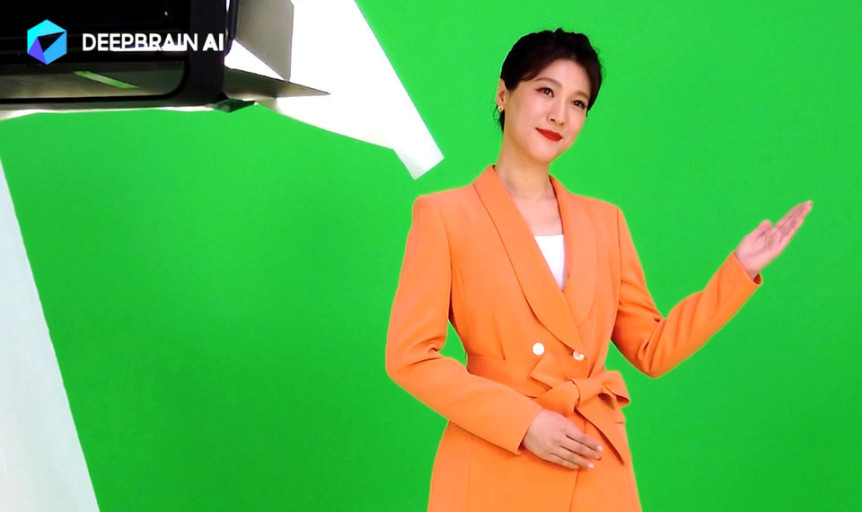 중국 베이징 방송 AI 아나운서 제작 현장. [딥브레인AI 제공]