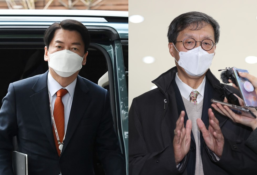 안철수 대통령직인수위원회 위원장(왼쪽)과 이창용 한국은행 총재 후보자. [연합]