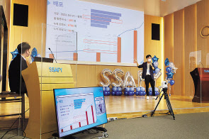 4월 8일 서울 강남구 ‘삼성청년SW아카데미’ 서울 캠퍼스에서 SSAFY 6기 교육생이 SW 개발 프로젝트 과제를 발표하고 있다. [삼성전자 제공]