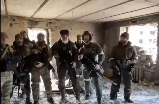 우크라이나 전쟁에 참가한 체첸공화국 병사들의 모습. [유튜브 'Chechen special forces in Ukraine' 채널 캡처]