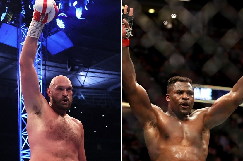 복서 퓨리(왼쪽)과 UFC 파이터 은가누의 이종 격투기 대결이 추진된다. [게티이미지 제공]