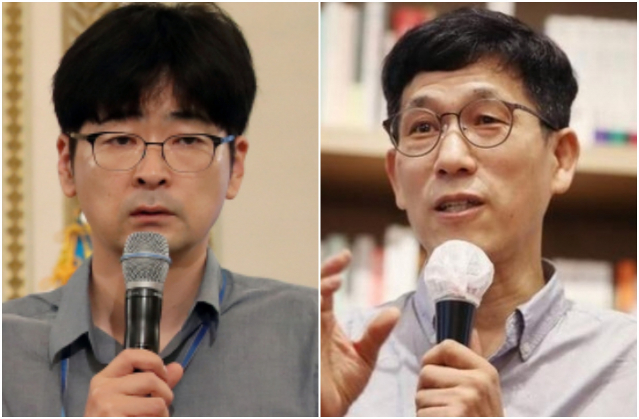 탁현민(사진 왼쪽) 청와대 의전비서관-진중권 전 동양대 교수. [연합]