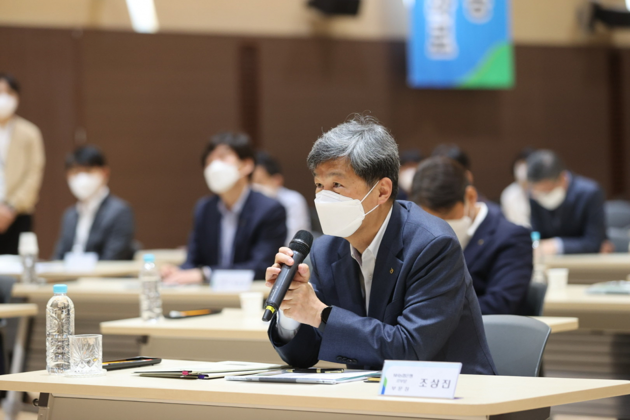 조상진 NH농협은행 IT부문 부행장이 ‘올원뱅크 차세대플랫폼 구축 착수보고회’에 참석해 발언하고 있다.