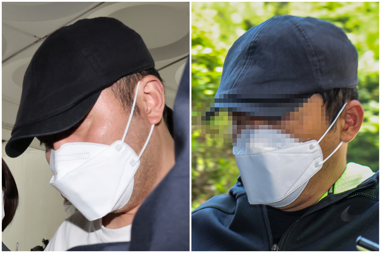 회삿돈 614억원을 횡령한 혐의로 구속영장이 청구된 우리은행 직원 A씨가 지난달 30일 구속 전 피의자 심문(영장실질심사)을 받기 위해 서울 서초동 서울중앙지법 법정으로 들어가고 있다. 오른쪽은 A씨 동생이 공범 혐의로 1일 오후 영장실질심사를 받기 위해 서울중앙지법 법정으로 들어가고 있는 모습. [연합]