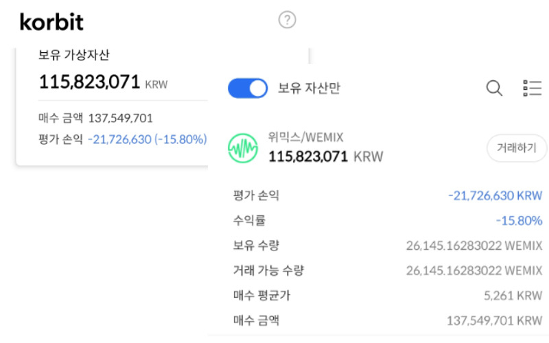 장현국 위메이드 대표의 위믹스 매수 내용. [위믹스 홈페이지]