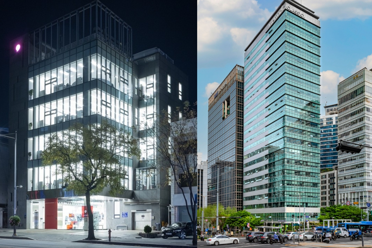 압구정 한복판에 위치한 명품 거래 플랫폼 ‘머스트잇’ 사옥(왼쪽), 강남 테헤란로에 위치한 ‘클래스101’ 사옥(오른쪽). [각사 제공]