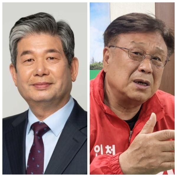 인천시교육감 선거 범보수 진영의 최계운〈사진 왼쪽〉 후보와 허훈 후보.