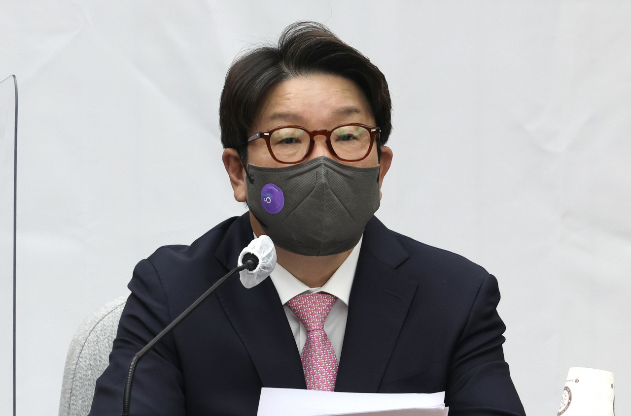 권성동 국민의힘 원내대표가 지난 6일 오전 서울 여의도 국회에서 열린 원내대책회의에서 발언하고 있다. [연합]