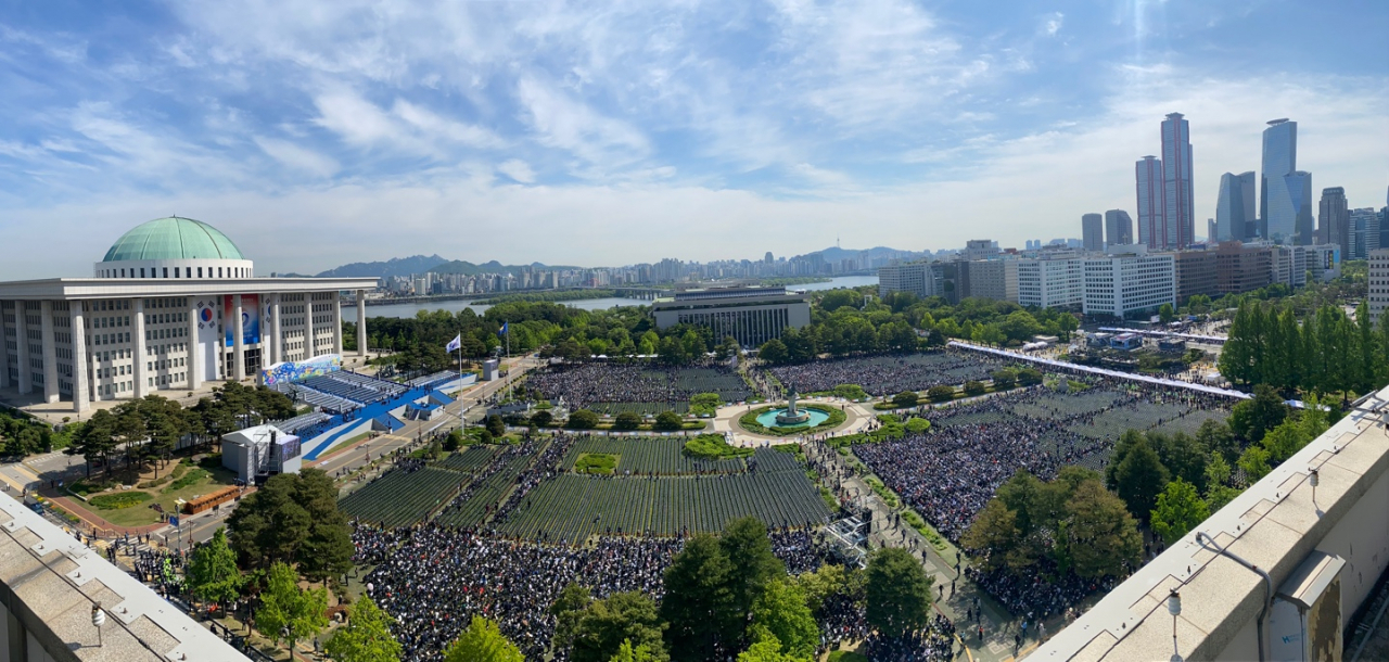 10일 오전 제20대 대통령 취임식을 앞둔 국회 앞마당 전경. 홍석희 기자