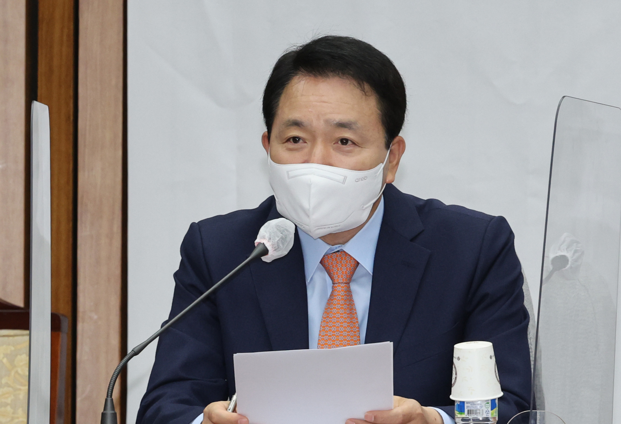성일종 국민의힘 정책위의장이 지난 6일 오전 서울 여의도 국회에서 열린 원내대책회의에서 발언하고 있다. [연합]