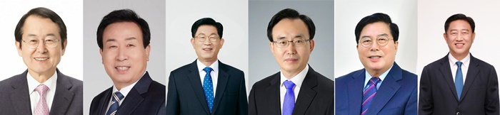 김종식·박홍률 목포시장 후보, 강인규·윤병태 나주시장 후보, 유두석·김한종 장성군수 후보.