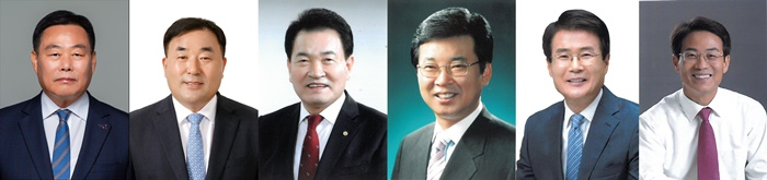 김산·최옥수 무안군수 후보, 정종순·김성 장흥군수 후보, 이승옥·강진원 강진군수 후보.