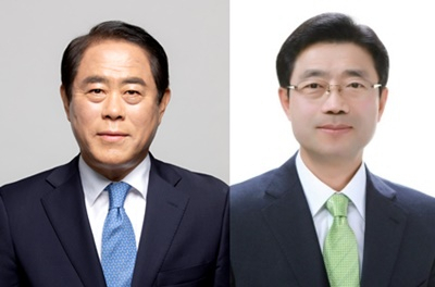 민주당 김재무 후보(왼쪽)와 무소속 정인화 후보.