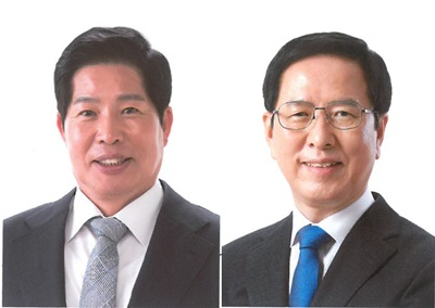 민주당 공영민 후보(왼쪽)와 무소속 송귀근 후보.