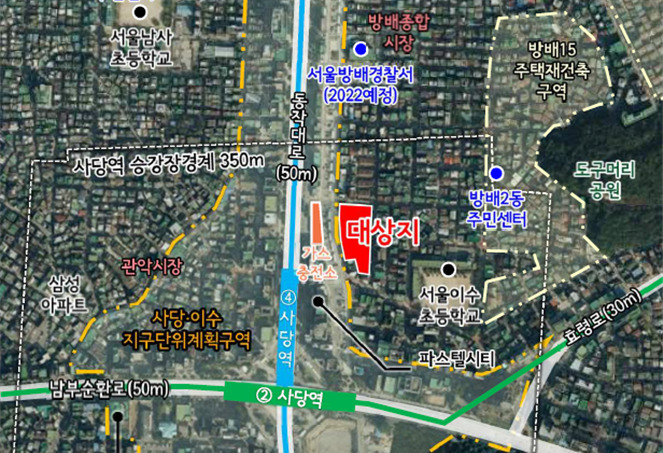 서초구 방배동 452-1번지 위치도.[서울시 제공]