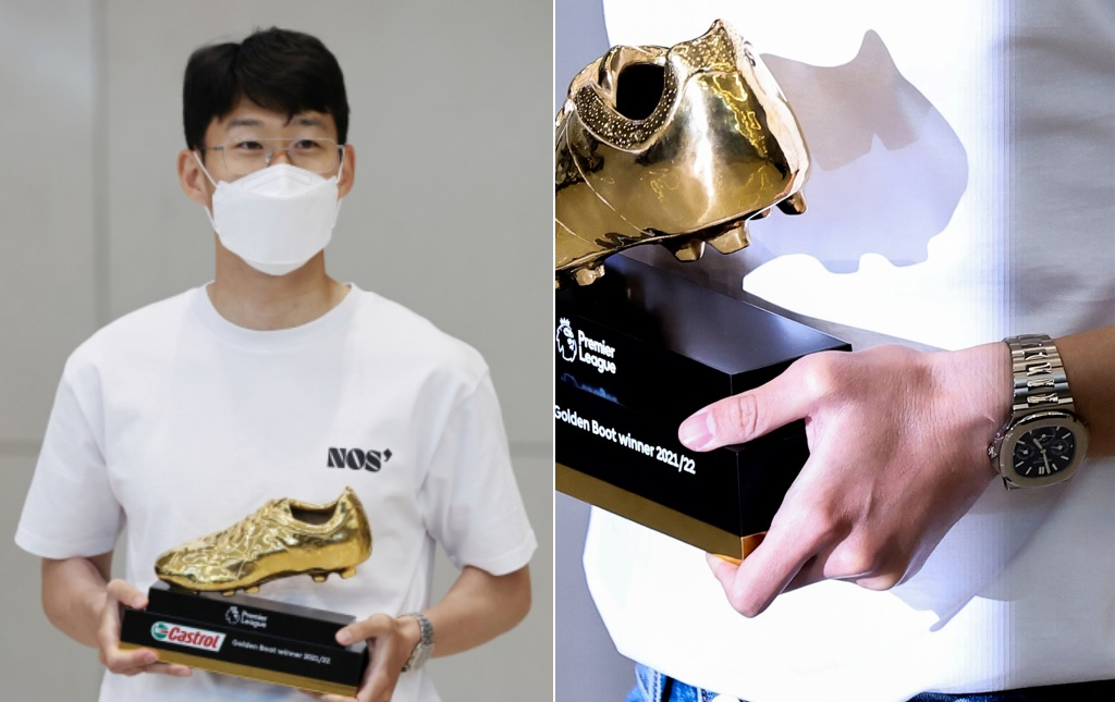 2021~2022 시즌 잉글랜드 프리미어리그(EPL) 득점왕을 차지한 토트넘 홋스퍼의 손흥민이 24일 오후 인천국제공항 제2여객터미널을 통해 귀국했다. [연합]