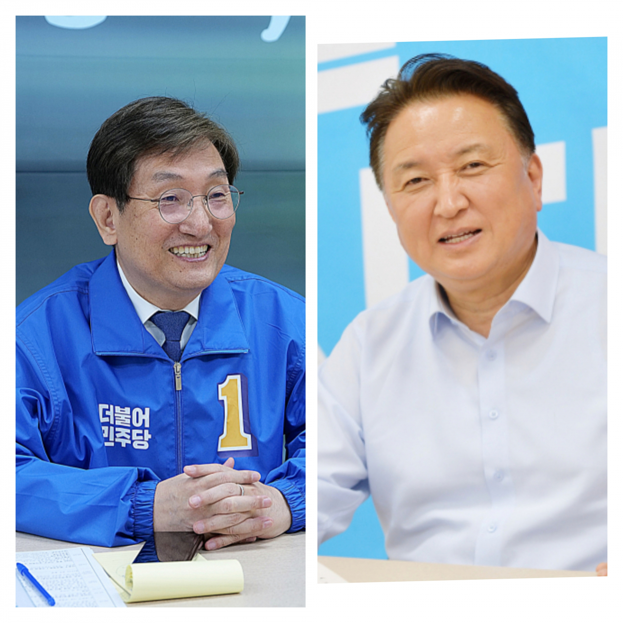 노영민 더불어민주당 충북지사 후보(왼쪽)와 김영환 국민의힘 후보. [헤럴드경제 DB]