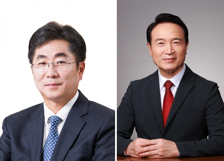 경기교육감 성기선, 임태희 후보(왼쪽부터)