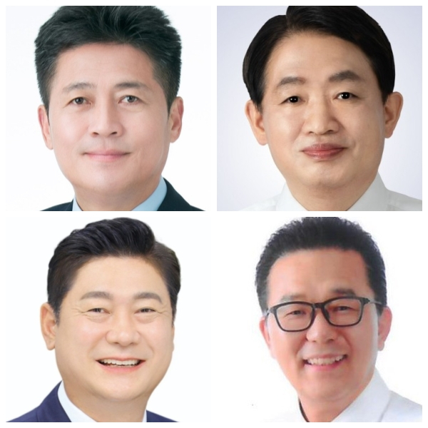 김정헌 인천 중구청장 당선인, 김찬진 인천 동구청장 당선인, 이재호 인천 연수구청장 당선인, 이영훈 인천 미추홀구청장 당선인〈사진 위 시계방향〉
